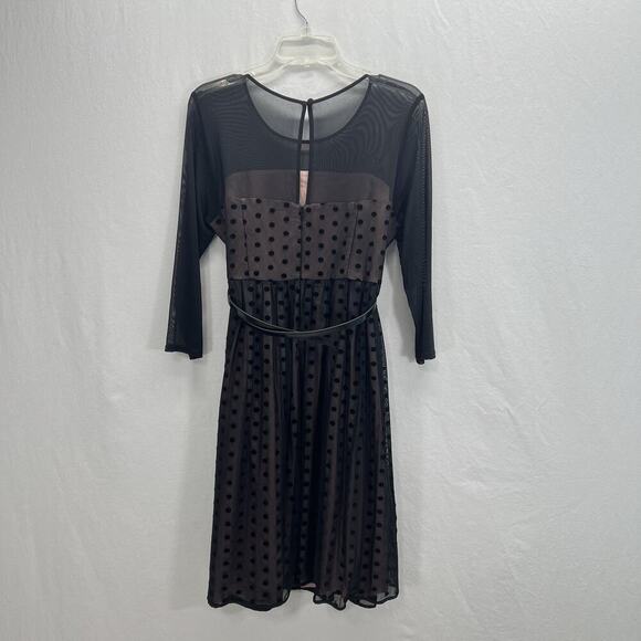 Motherhood Maternity Black Overlay Dress Size Large Polka Dot Party Stretch - Picture 5 of 10